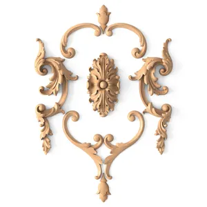 Classic Wood Center Onlay Set with Acanthus Rosette &amp; Scrolls